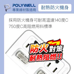 POLYWELL 2切2座節能小壁插 獨立開關 3P 3P轉2P 45mm間距 台灣製造MIT 寶利威爾 台灣現貨