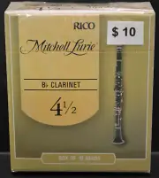 NEW/FACTORY SEALED MITCHELL LURIE Bb CLARINET REEDS, BOX OF 10, STRENGTH #4.5