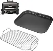 Griddle Plate and Rack for Woodfire Outdoor Grills OG800 OG900 Series, Flat Top Griddle Pan Smoke Rack for Ninja XSKGRDPLT Woodfire Pro XL, Pro Connect XL Ninja OG850 OG951 OG952 Grill