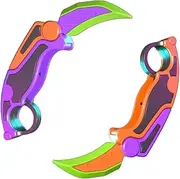SENIURIS 3D Printed Gravity Fidget Knife Toy Set, Stress Relief Butterfly Knife Spinner Kinetic for Kids and Adults. （2pcs Toy Set）