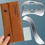 Haonazy Gua Sha Massage Tool 2 in 1 Stainless Steel GuaSha Scraping Massage IASTM Tools Great Soft Tissue Mobilization Tool