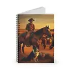 Spiral Notebook Ruled Line Cowboy and His Faithful Dog Overlooking Cattle Herd 7