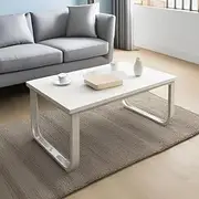 Hbluefat Coffee Table, Modern Living Room Table, Metal Frame Wood Rectangular Center Table, Office Tea Table, Bedroom Table (White)