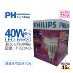 (2入) PHILIPS飛利浦 MASTERLED PAR30 40W 15度 3000K 黃光 220V E27 燈泡_PH520406