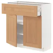 METOD / MAXIMERA base cabinet with drawer/2 doors, white/Vedhamn oak, 80x37x80 cm