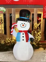 Gemmy Christmas Airblown Inflatable Snowman 7ft Tall Holiday Time New