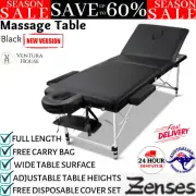 Zenses 3 Fold Portable Aluminium Massage Table Folding Foldable Beauty Bed Black