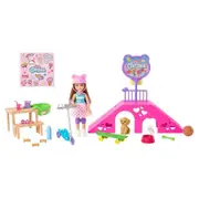 Barbie Chelsea Doll And Accessories Skatepark Playset With 2 Puppies And 15+ Pieces