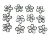 200 Clear Acrylic Flatback Flower Rhinestone with Hole Sew on Beads 12mm Sewing