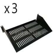 3 Pack Vented Cantilever Rack Mount Steel Keyboard Server Shelf 19" 2U 10" Deep