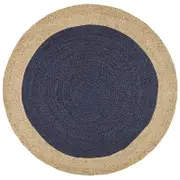Hampton Navy Blue Centre Jute Round Rug - 150cm