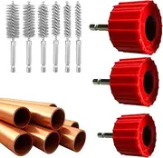 Drill Copper Pipe Cleaner,3X Drill Attachment Pipe Cleaner Set - Handy Pipe Cleaning Tool, Copper Pipe Tools with 6 Steel Wire Bristles for Plumbing