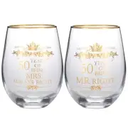 Set of 2 50th Wedding Anniversary 15 Ounces Wine Glasses Tumblers Mr 50 years