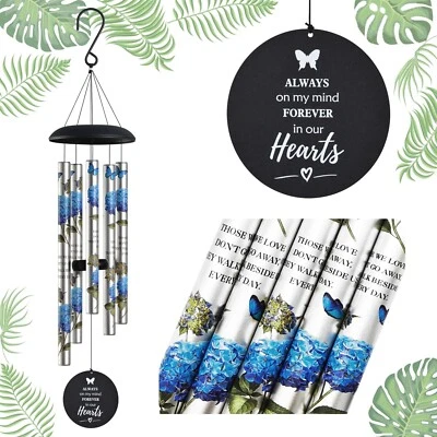 Blue Hydrangea Wind Chimes for Outside,Memorial Wind Chimes for Loss of Loved...