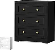 ALFORDSON Chest of Drawers Cupboard with 3 Drawers, Pantry Storage Cabinet Chest Buffet Table Sideboard for Kitchen, Hallway, Living Room, Bedroom and Bathroom, Black