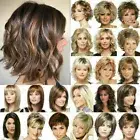 Womens BOB Short Curly Straight Wig Natural Brown Blonde Wavy Hair Full Wigs⊹