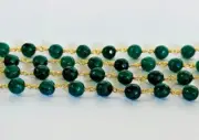 8mm Green jade gemstone beads beaded rosary chain, wire wrapped bulk roll chain