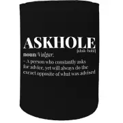 Stubby Holder - askhole noun funny Novelty Stubbie Gift Gifts