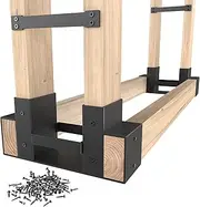 Firewood Rack Outdoor Indoor, Firewood Rack Brackets Kit Adjustable to Any Length, Heavy Duty Fire Wood Storage Racks with 34 Accessories, Fireplace Wood Holder For Patio Deck