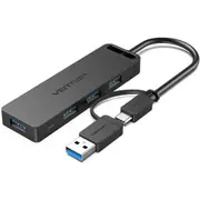 Vention 5-in-1 USB 3.0 Hub with USB-C & USB 3.0 4 Port USB 3.0 - 2-in-1 Interface & Power Supply - 0.15m - ABSType [CHTBB]