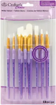 Crafter's Choice White Taklon Brush Value Pack 15/PkgRCC604