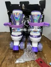Truwheels Kids Roller Skates Purple Sz SM W/ Tool Wheels Lights 4 Sz Adjust New