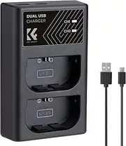 [K&F Concept] LP-E6/LP-E6N/LP-E6NH Battery Charger, Dual Slot Quick Charger for Camera Canon EOS R5, EOS R6, EOS R, EOS 5D Mark IV, 5D Mark III, 5DS, 5DS R, 5D Mark II, 6D