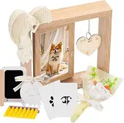 Pawprint Keepsake Kit,Clay Air-Dries，Photo Frame，Angel Sculpture，Dog paw Print kit Cleaning Touch Ink pad and a Crochet Flower