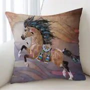 Native American Horse with Native Art Cushion Cover