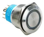 Steren 3A push button Switch with round metal and Blue light