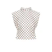 [Lanvin] Lanvin-Chalk Floral Cropped Sleeveless Top-Donna 38 FR