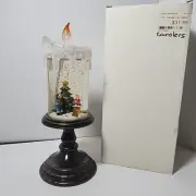 Vintage LED Candle Shaped Snow Globe The Carolers Light Up Flame Gerson Interna