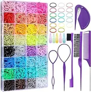 32 Colors Small Hair Rubber Bands with 16 Hair Styling Tools, 2000 Pcs Elastic Girl Baby Hair Ties Mini Hair Bands with Hair Elastic Cutter Hair Accessories Xmas Stuff for Girls Baby Toddlers Kids