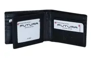 Futura Futura Mens Harrison RFID Genuine Leather Wallet - Black