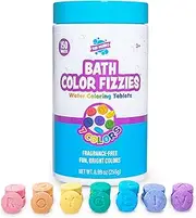 Tub Works® Bath Colour Fizzies, 150 Count | Nontoxic & Fragrance-Free | Fizzy, Bath Colour Tablets for Kids | Create Fun Bath Colours | Water Tablets in 7 Colours for Variety | Bath Bombs for Kids Bath