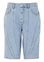 Mugler Panelled Denim Longline Shorts - Light Blue - 36 (UK8 / S) 36 (UK8 / S)