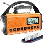 37000mWh Emergency Radio with NOAA Weather Alert Portable Solar Powered Hand Crank AM/FM Survival Radio,Alarm Clock,SOS Flashlight