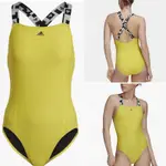 《泳衣選物》 ADIDAS運動泳衣系列/LOGO彈性粗肩帶設計/檸檬黃/現貨：O/XO