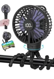 ECLIP Portable Stroller Fan, LED Display, 4 Speeds, Flexible Tripod Clip On Fan