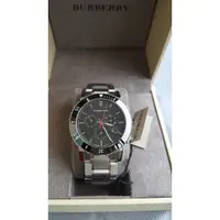 在飛比找旋轉拍賣優惠-BURBERRY巴寶莉手錶 男錶 時尚酷黑齒輪錶盤鋼帶男錶 