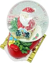 Celebright Christmas Musical Snow Globe - Plays 8 Songs Including Jingle Bells & Lights Up with Changing LED Colours - Large 14cm (Santa on a Sleigh Base)