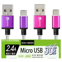 在飛比找momo購物網優惠-【KINYO】Micro USB 極速2.4A充電傳輸編織鋁