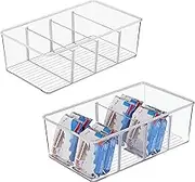 Vtopmart 2 Fridge Organiser with 4 Compartments, BPA-Free Kitchen Stackable Food Storage Box for Tea Bags, Snacks, Spices