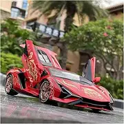 Scale Finished Model Car 1:18 Scale for Lamborghini SIAN FKP 37 Alloy Car Model Simulation Diecast Vehicle Collector Decoration Die-cast Vehicle(Red)