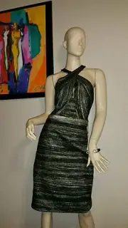 Nicole Miller Metallic gold High-Fashion Sleeveless Dress (Size 2
