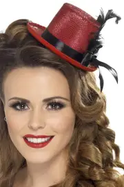 Mini Red and Black Womens Costume Top Hat