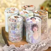 Vintage Lady Flowers PET Tape Junk Journal Character Stickers Scrapbook Crafts