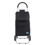 Handy Trolley Foldable 99cm/40L Shopping Grocery Bag Cart w/ Seat/Wheels Black