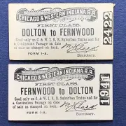 VINTAGE ROUND TRIP FIRST CLASS C&WI TRAIN TICKET DOLTON FERNWOOD