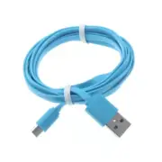 MicroUSB 3ft USB Cable Charger Cord Power Wire Sync Flat Blue for Smartphones